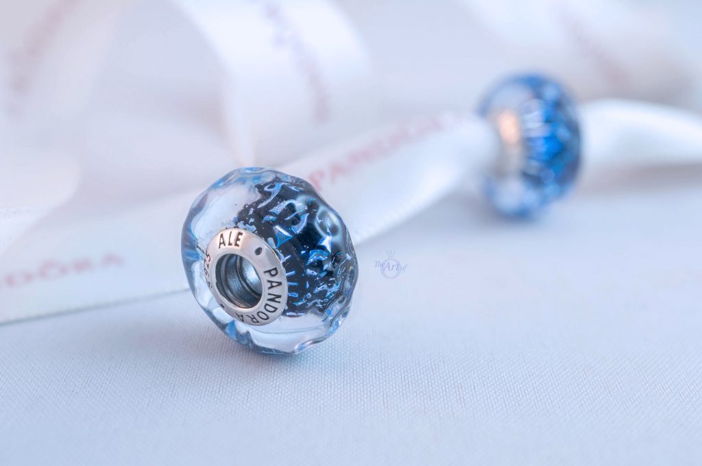 Wavy Dark Blue Murano Glass Ocean Charm