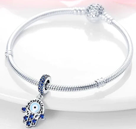 Blue Stone Hamsa Hand Dangle Charm